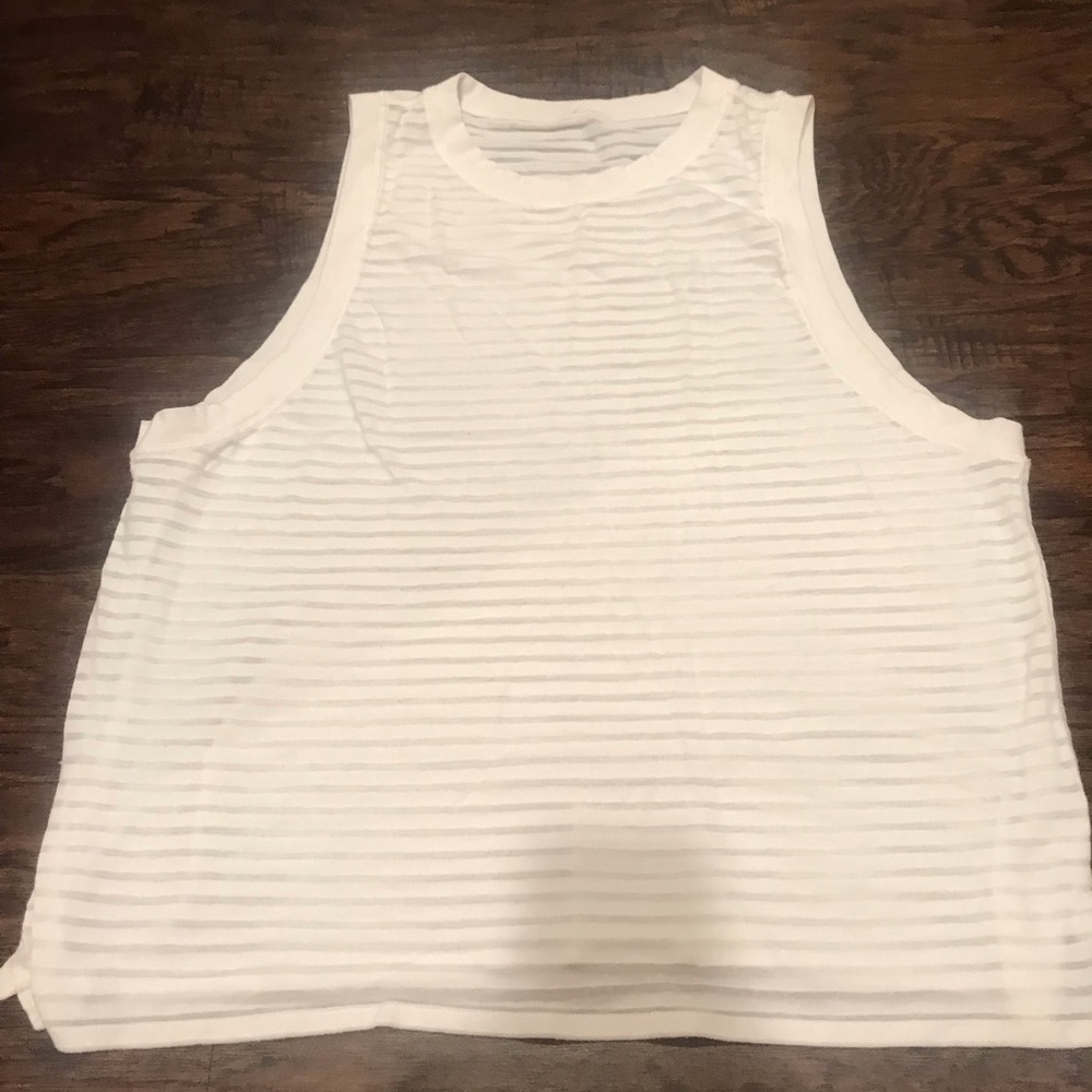 lululemon striped white muscle tank size 8